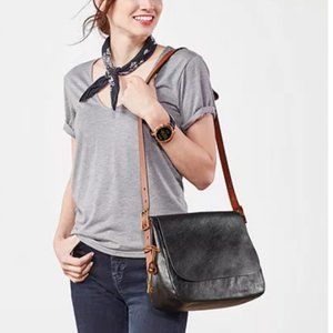 Fossil Harper Crossbody Leather Two-Tone Purse